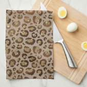 Bruin Goud Glitter Leopard Print Theedoek (Quarter Fold)