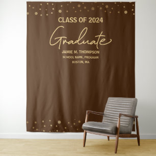 Bruin Goud Klas van 2024 achtergrond graduatie Wandkleed