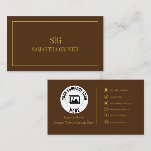 Bruin Goud | Minimalistische moderne professional Visitekaartje (Voorkant / Achterkant)