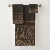Bruin & Goud Zebra Wild Animal Print Exotic Glam Bad Handdoek (Insitu)