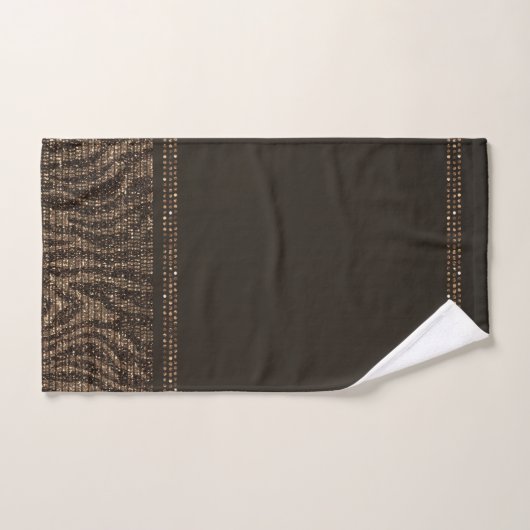 Bruin & Goud Zebra Wild Animal Print Exotic Glam Bad Handdoek (Handdoek)