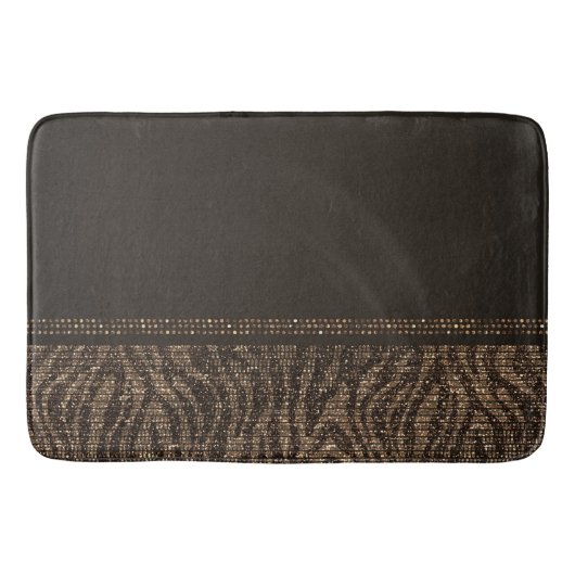 Bruin Goud Zebra Wild Animal Print Exotische Glam Badmat (Voorkant)