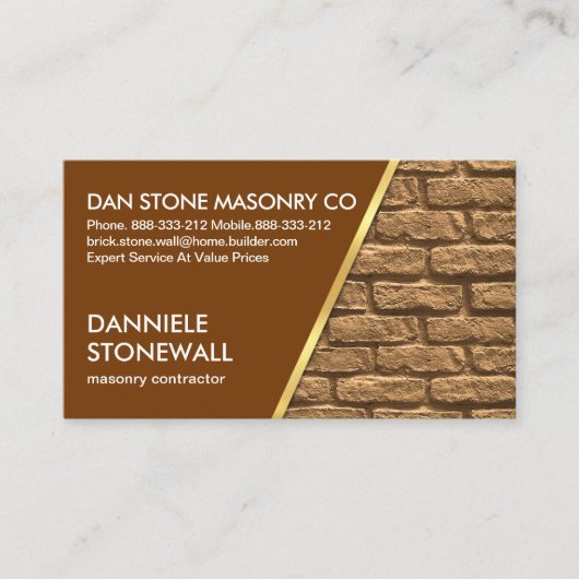 Bruin Gouden Baksteen Lagen Gebouw Visitekaartje (Voorkant)