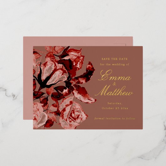 Bruin gouden Bohemian Garden Weddenschap Save the Folie Feestdagen Briefkaart (Voorkant / Achterkant)