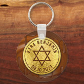Bruin Gouden Chocolade Bar Mitzvah of Bat Mitzvah Sleutelhanger (Achterkant)