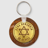Bruin Gouden Chocolade Bar Mitzvah of Bat Mitzvah Sleutelhanger (Achterkant)