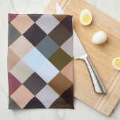 Bruin grijs Donker Mauve Taupe Squares Mosaic Patt Theedoek (Quarter Fold)