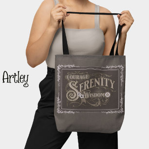 Bruin Grijs  Stijl Serenity Prayer Draagtas