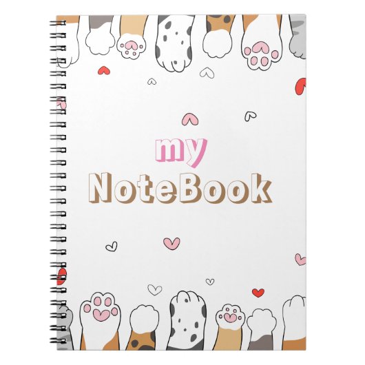 Bruin Grijs Wit Moppige Kattenpoten (80 pagina's B Notitieboek (Voorkant)