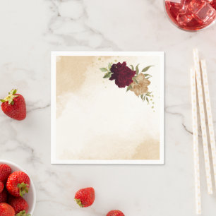 Bruin groen beige goud botanische bruiloft servet