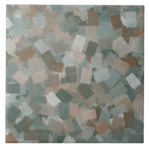 Bruin Groen Cubisme Patroon Tegeltje