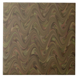 Bruin Groen Golfvormig Abstract Patroon Tegeltje