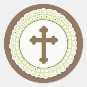 Bruin Groen Heilig Kruis Sticker