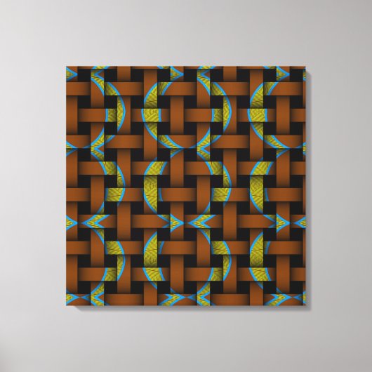 Bruin groen tribaal rond cirkelvormig schilderschi canvas afdruk (Voorkant)