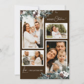 Bruin groen vier fotocollage feestdagenkaart (Voorkant)