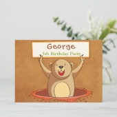 Bruin Groundhog Party Invitation Kaart (Staand voorkant)
