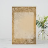 Bruin Grunge Bloemen Stationery Briefpapier (Staand voorkant)