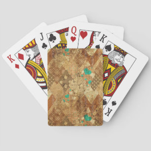 Bruin Grunge Quilt Sterren Harten Pokerkaarten