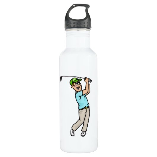 Bruin Haar Golfer Gepersonaliseerde Waterfles Waterfles (Voorkant)