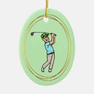 Bruin Haar Mannelijk Golfer Ornament