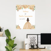 Bruin Haar Prinses Peach Quinceanera Welkom Poster (Thuiskantoor)