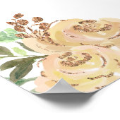 Bruin Haar Prinses Perzik Bloemen Verjaardag Welko Poster (Hoek)