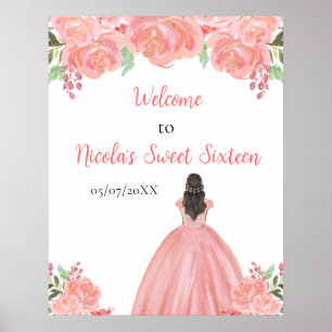 Bruin Haar Prinses Roze Zoete Zestien Welkom Poster