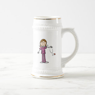 Bruin hair Vrouw Stick Figuur Nurse Bierpul