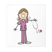 Bruin hair Vrouw Stick Figuur Nurse Notitieblok (Voorkant)