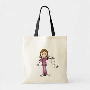 Bruin hair Vrouw Stick Figuur Nurse Tote Bag