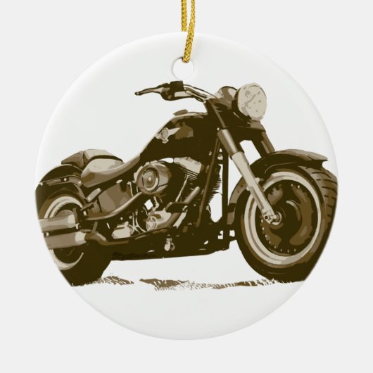 Bruin Harley-motorfiets Keramisch Ornament (Voorkant)