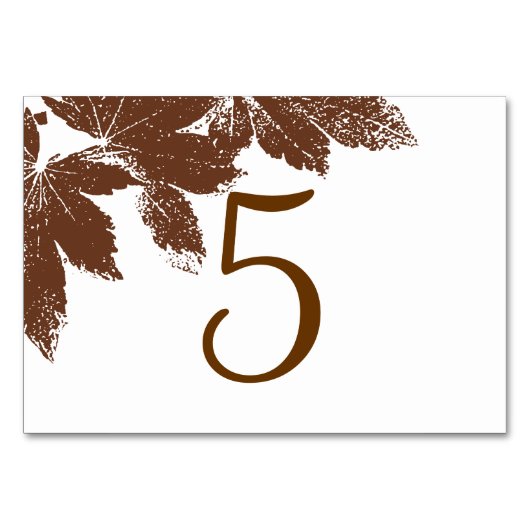 Bruin Herfst Blad Stempel Tafelnummers (Achterkant)