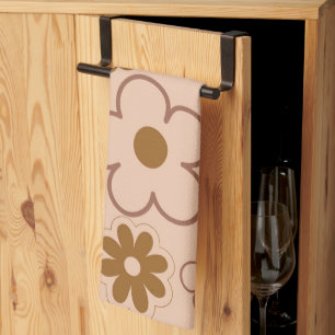 Bruin Herfst Retro Y2K Hippie Bloempatroon Theedoek