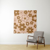 Bruin Herfst Retro Y2K Hippie Bloempatroon Wandkleed (In Situ (horizontaal))