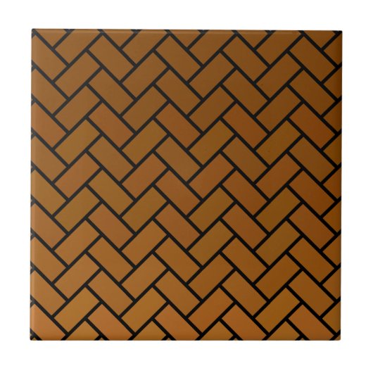 Bruin Herringbone Bricks Tegeltje (Voorkant)