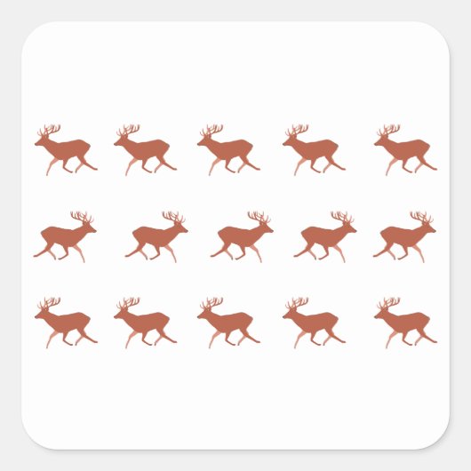 Bruin herten Wandel Feestelijk Patroon Vierkante Sticker (Voorkant)