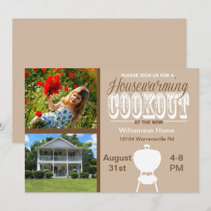 Bruin Housewarming Cookout Uitnodiging