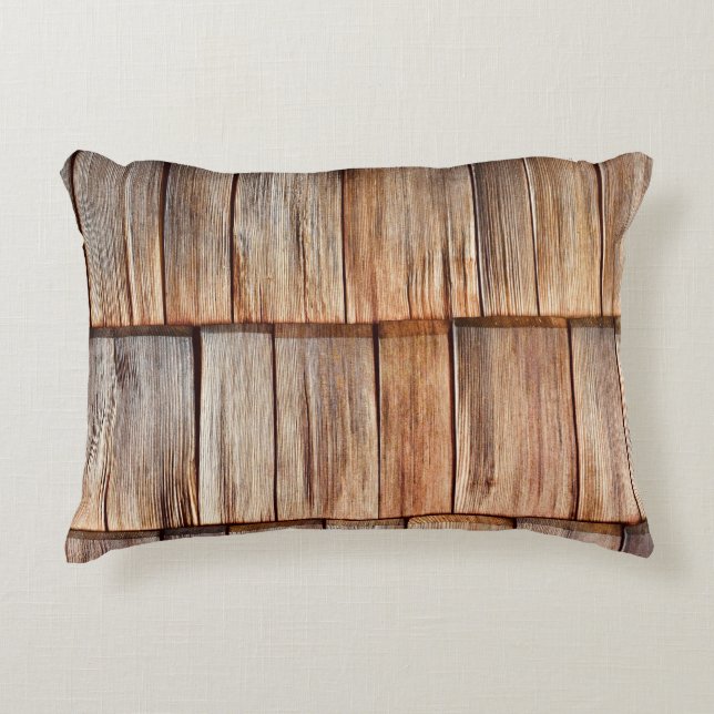 Bruin hout accent kussen (Voorkant)