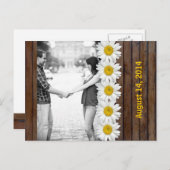 Bruin Hout Daisy Chain Foto Bewaar de datum Aankondigingskaart (Voorkant / Achterkant)