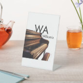 Bruin hout piano tafel toetsen monogram naam reclamebord met voetstuk (Insitu)