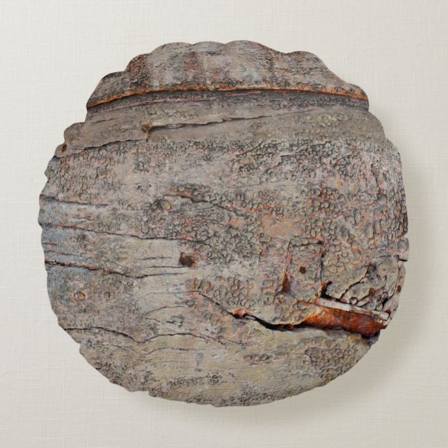 Bruin hout rond kussen (Voorkant)