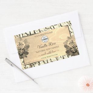 Bruin hout Rozen Etiketten Logo