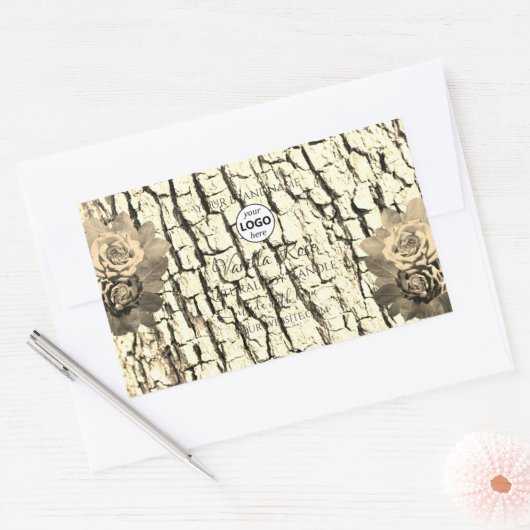Bruin hout Rozen Etiketten Logo (Envelop)