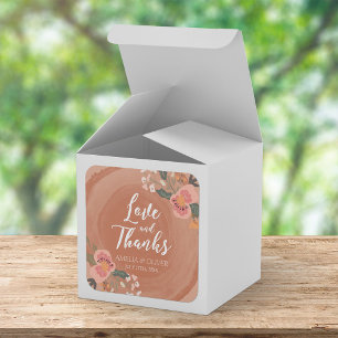 Bruin hout Rustic Floral Wedding Love and Bedankt Vierkante Sticker