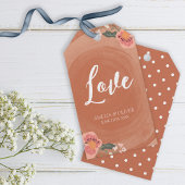 Bruin Hout Rustieke Bloemen Liefde Bruiloft Cadeaulabel