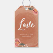 Bruin Hout Rustieke Bloemen Liefde Bruiloft Cadeaulabel (Voorkant)