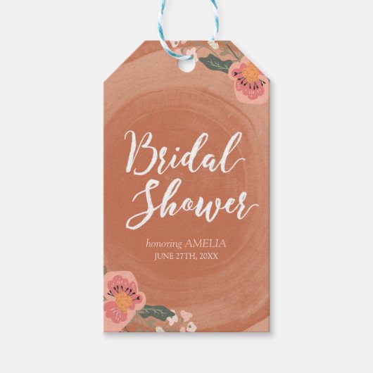 Bruin hout Rustisch Vrijgezellenfeest Cadeaulabel (Voorkant)