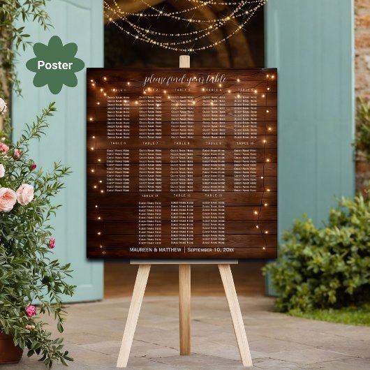 Bruin Hout String Lichten 13 Tafels Trouwstoelen Poster