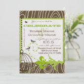 Bruin hout Tortelduifjes Apple Green Borders Kaart (Staand voorkant)