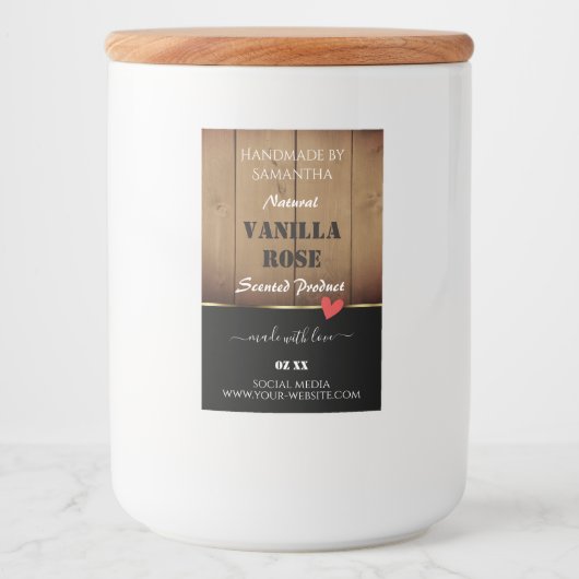 Bruin-houten korrels Verpakkingslabels Hart Voedselcontainer Etiket (Voorkant)